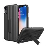 Wholesale iPhone Xr 6.1in Cabin Carbon Style Stand Case (Black)